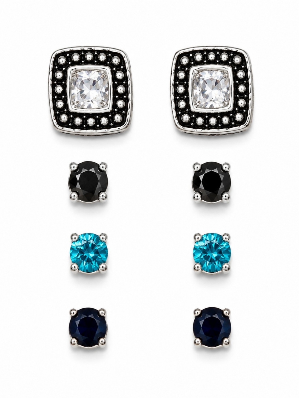 Silver Interchangeable Stud Earring Set